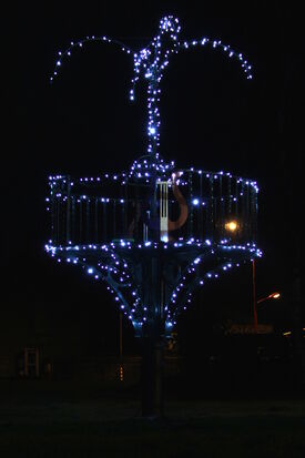 The bandstand by night at Christmas